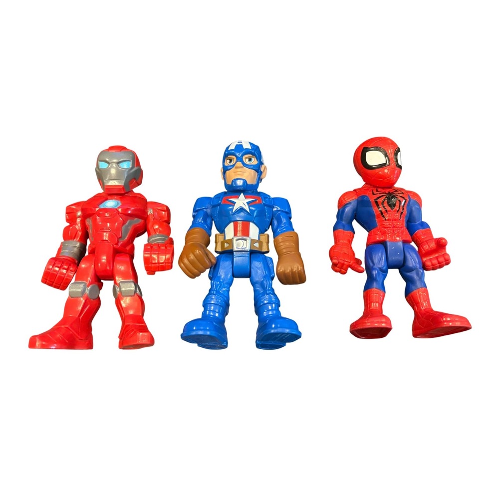 Playskool Heroes Marvel Action Figures Lot Spider-Man Captain America EUC